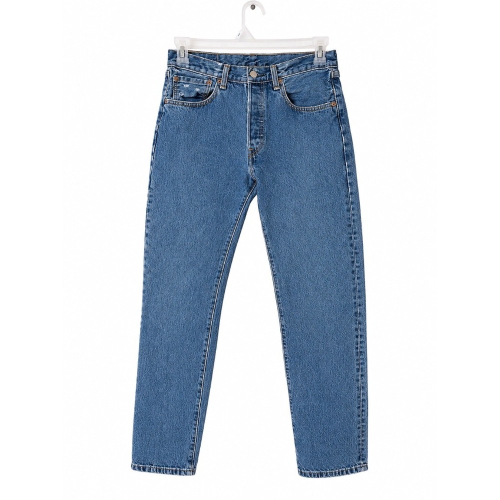 Levis 501 Mens Straight Leg Jeans Medium Wash Blue Denim 31x32